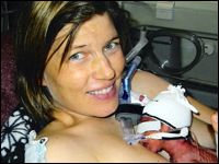 Jane Clayson cuddling preemie