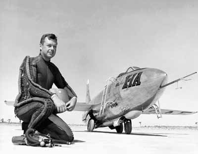 Major Arthur "Kit" Murray with the Bell X-1A airplane