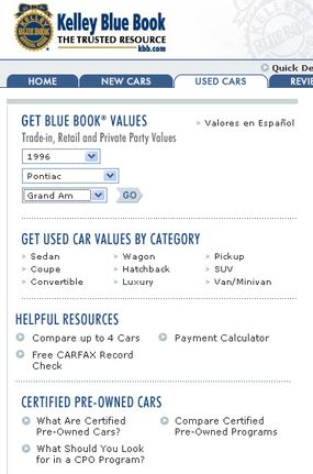 Using Kelley Blue Book Online Car Selection Kelley Blue Book