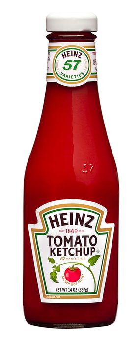 A Heinz Ketchup bottle.
