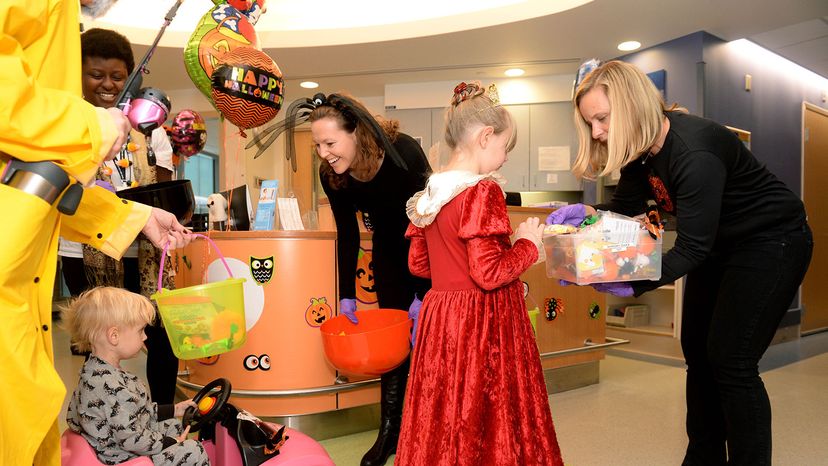 Trick or treater dressed as princess, Boston Children's Hospital