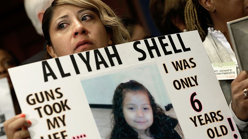 Diana Aguilar's 6-year-old daughter Aliyah Shell was killed when she was shot outside her home in Chicago in 2012. Here Aguilar is on Capitol Hill calling for gun reform legislation. Win McNamee/Getty Images