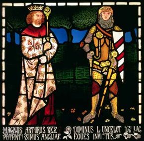King Arthur Image Gallery King Arthur and Sir Lancelot, 1862 (stained glass). See more pictures of King Arthur.