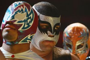 These colorful masks are typical of lucha libre.