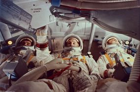 ­Virgil Grissom, Edward White and Roger Chaffee were killed during a preflight test for the aborted Apollo 1 mission at Cape Kennedy, Fla.