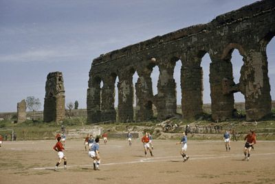 An ancient aqueduct in Rome.