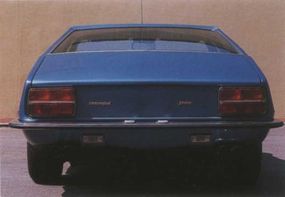 The rear of the Lamborghini Jarama shows off the wheelbase which, while still wide, shaved almost 11 inches off the Lamborghini Espada,  on which it was based.
