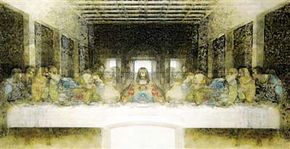 The above image is the composite created by Slavisa Pesci. Some of the features he identified may be visible, such as the knights at both ends of the table.