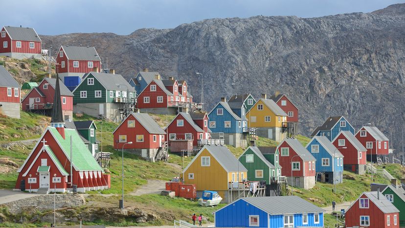 Colorful houses dot the small town of Upernavik, Greenland