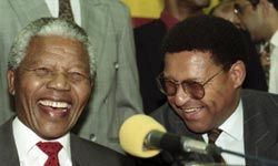 Nelson Mandela shares a laugh with fellow freedom fighter Allan Boesak in 1993.