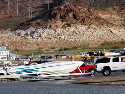 Launching a boat during a drought