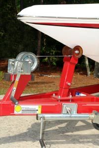 A close up shot of a boat trailer's winch