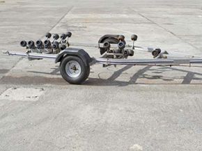 Boat trailer with rollers