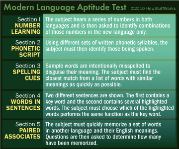 Modern language aptitude test