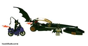 The Batmobile Dragster starts as several small bags of parts and a set of instructions.