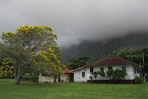 An eerie shot of one of the buildings at the Kalaupapa leprosarium in Hawaii. Today, the site is a national historical park.