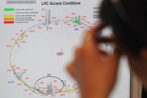 科学家游戏地图的访问条件在大型强子对撞机前几天的大规模地下实验室第一次打开2008年9月。”width=