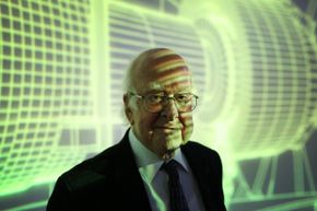 Professor Peter Higgs visits the London Science Museum's 'Collider' exhibition on Nov. 12, 2013. Think it's safe to say that Higgs and his colleagues didn't quite foresee the Higgs boson hoopla.