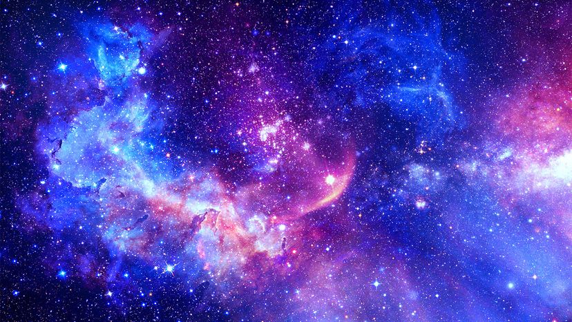 A blue and purple cosmic view of the stars.
