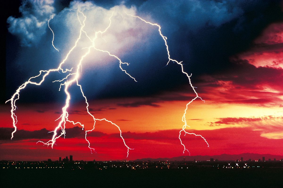 orange lightning storm