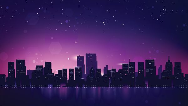 darkened city skyline