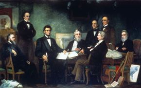 Abraham Lincoln at the signing of the Emancipation Proclamation