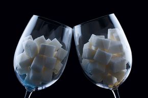 Sugar cubes in wine glass