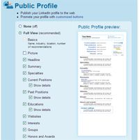 LinkedIn public profile settings