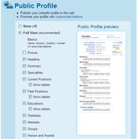 LinkedIn public profile settings