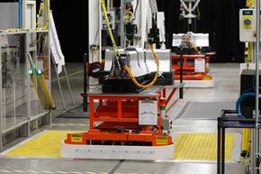 An assembly line for General Motors lithium-ion battery for the Chevrolet Volt is seen at the Brownstown Battery Pack Assembly in Brownstown Township, Mich., on Jan. 7, 2010.