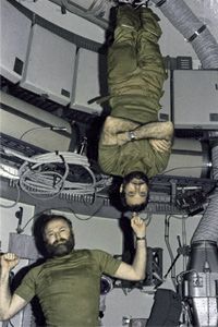 Astronauts Gerald Carr and William Pogue make living in Skylab seem like a cinch.