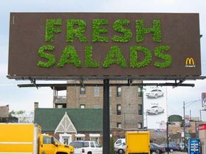 You can bet that a great deal of green went into this living billboard -- and we're not just talking about the lettuce.