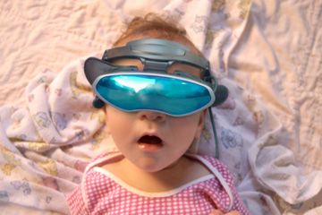 Baby with virtual reality headset