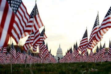 American flags.