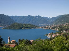 View of Lake Como in Lombardy region of north central Italy.