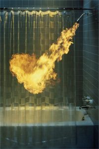 fire coming out of showerhead
