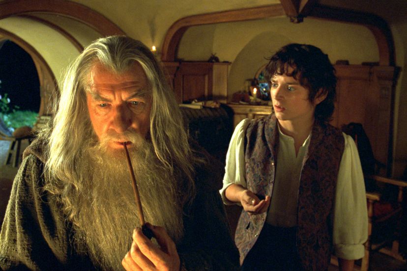 A scene of Gandalf and Frodo from Lord of the Rings.