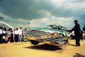 A Chevrolet lowrider competes in a dance competition in Los Angeles.
