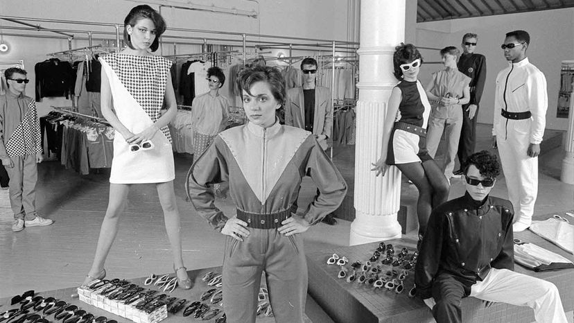 Models pose in Parachute fashion, the brand of choice for '80s icons like Madonna, Duran Duran, Lionel Ritchie, Blondie and David Bowie. &quot;Miami Vice&quot; also chose Parachute as its principal wardrobe supplier. Allan Tannenbaum/Getty Images