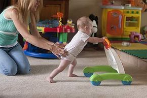 Experts say that push toys teach essential skills to babies learning to walk.