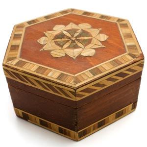 intricately decorated wooden box