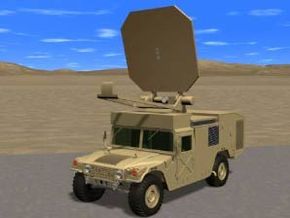 Artist concept of the pain beam mounted to a Humvee