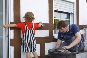 Even a little help is a good thing when you're painting the outside of your house. See pictures of home design.