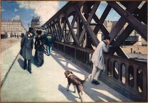 Le Pont de l'Europe by Gustave Caillebotte is an oilon canvas (49-1/8 x 71-1/8 inches), which is ondisplay at Musée du Petit Palais, Geneva.