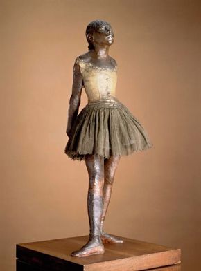 Little Dancer of Fourteen Years by Hilaire-Germain-Edgar Degas is a bronze, gauze, and satin sculpture(38-7/16 inches high) on display atThe Saint Louis Art Museum.