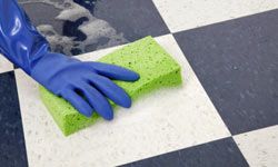 In a small spaces, it's easier to sponge-clean than to maneuver a mop and bucket.