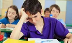 Preteen boy stressed at school