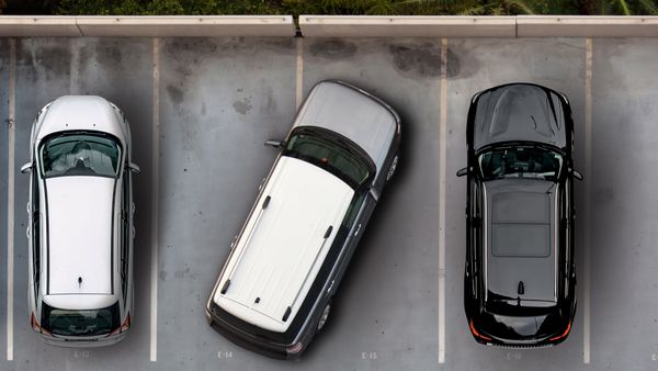 Cars parked, view from the above.