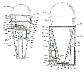 理查德·哈特曼（Richard Hartman）于1998年申请了一款电动冰淇淋锥。该专利（＃5,971,829）将该设备描述为“一种新颖的娱乐饮食插座，用于支撑，旋转和雕刻一部分冰淇淋或食用时类似的植物食品”。即使是这个相对简单的新颖项目，也具有相当广泛的专利。它包括七个索赔和6张图纸，并引用了15项较早的专利。“border=