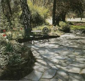 The synthetic rock edging the area is more economicalto buy and install than natural stone.